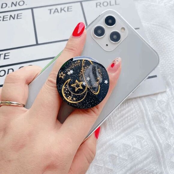 2/$21 White Star Planet Constellation Round Phone Holder - Picture 2 of 5